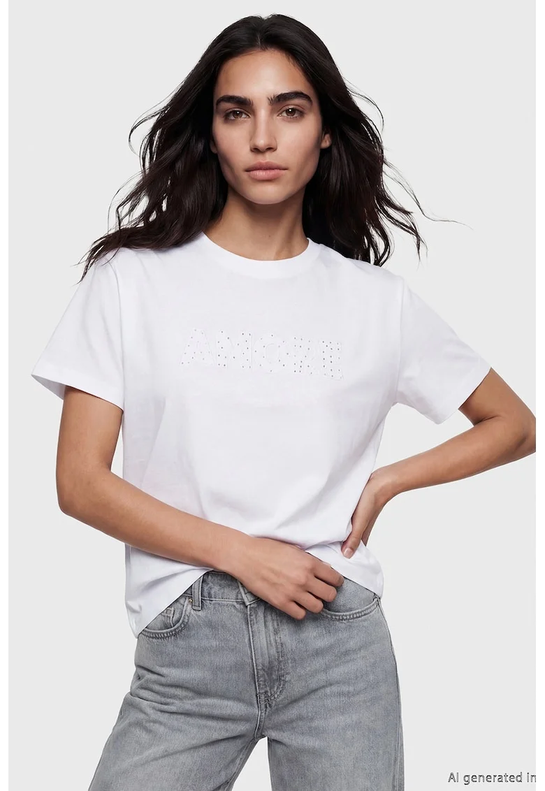 Tricou lejer cu decolteu la baza gatului Vision, Alb optic