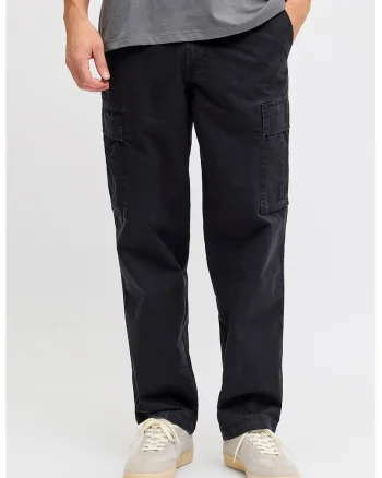 Pantaloni cargo relaxed fit, Negru