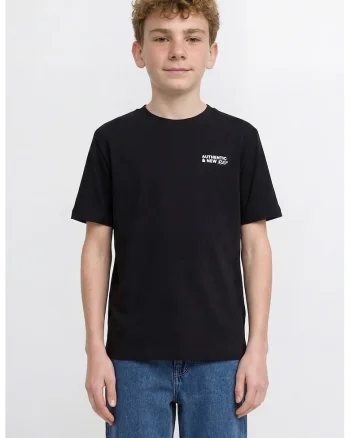Tricou din bumbac cu imprimeu text, Negru