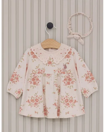 Rochie de bumbac, Bej/Roz prafuit
