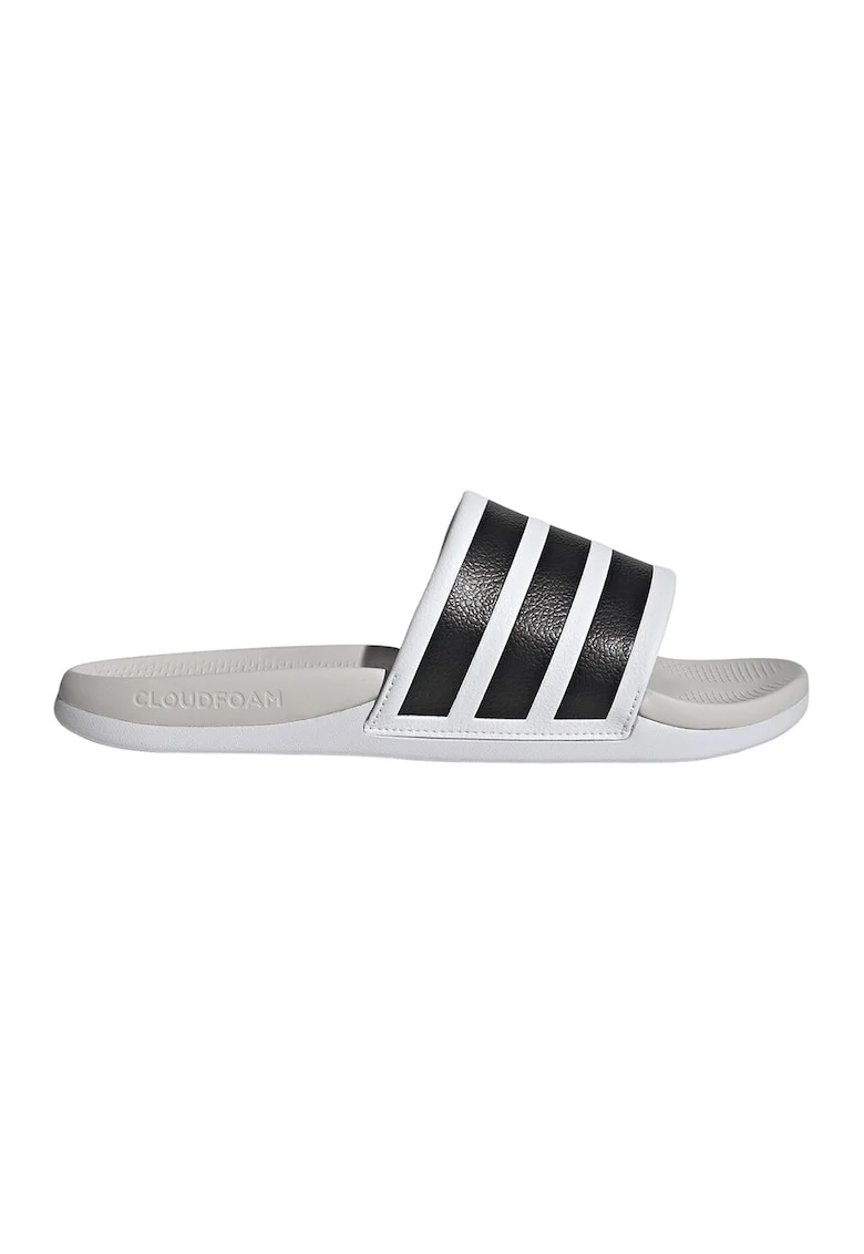 Papuci unisex din piele ecologica Adilette Comfort 2, Negru/Alb optic