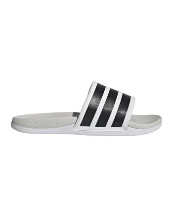 Papuci unisex din piele ecologica Adilette Comfort 2, Negru/Alb optic