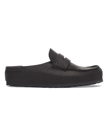 Saboti unisex din piele naturala Naples, Negru
