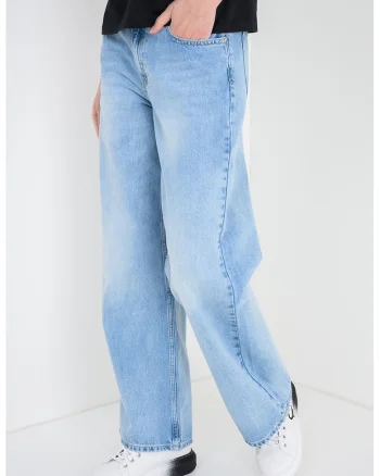 Blugi relaxed fit cu talie medie, Albastru deschis