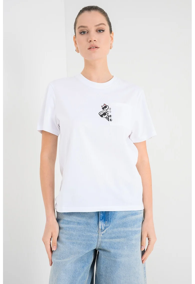 Tricou relaxed fit din bumbac organic Ikon, Negru/Alb optic