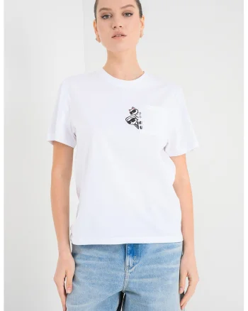 Tricou relaxed fit din bumbac organic Ikon, Negru/Alb optic