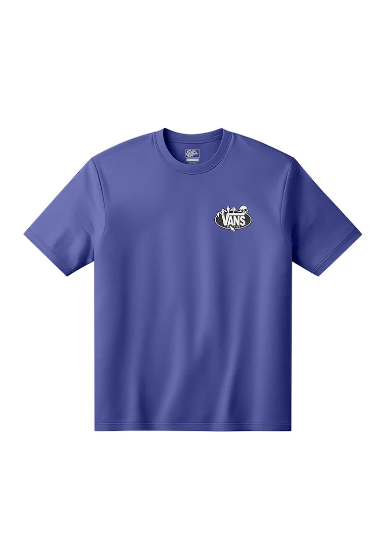 Tricou din bumbac Show Off, Gri deschis/Albastru indigo