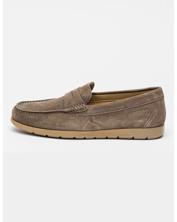 Pantofi loafer din piele intoarsa Lamard, Maro taupe