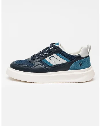 Pantofi sport din piele cu insertii din plasa Connell, Bleumarin