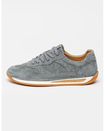 Pantofi sport low-cut din piele intoarsa Corkrun, Gri cenusiu
