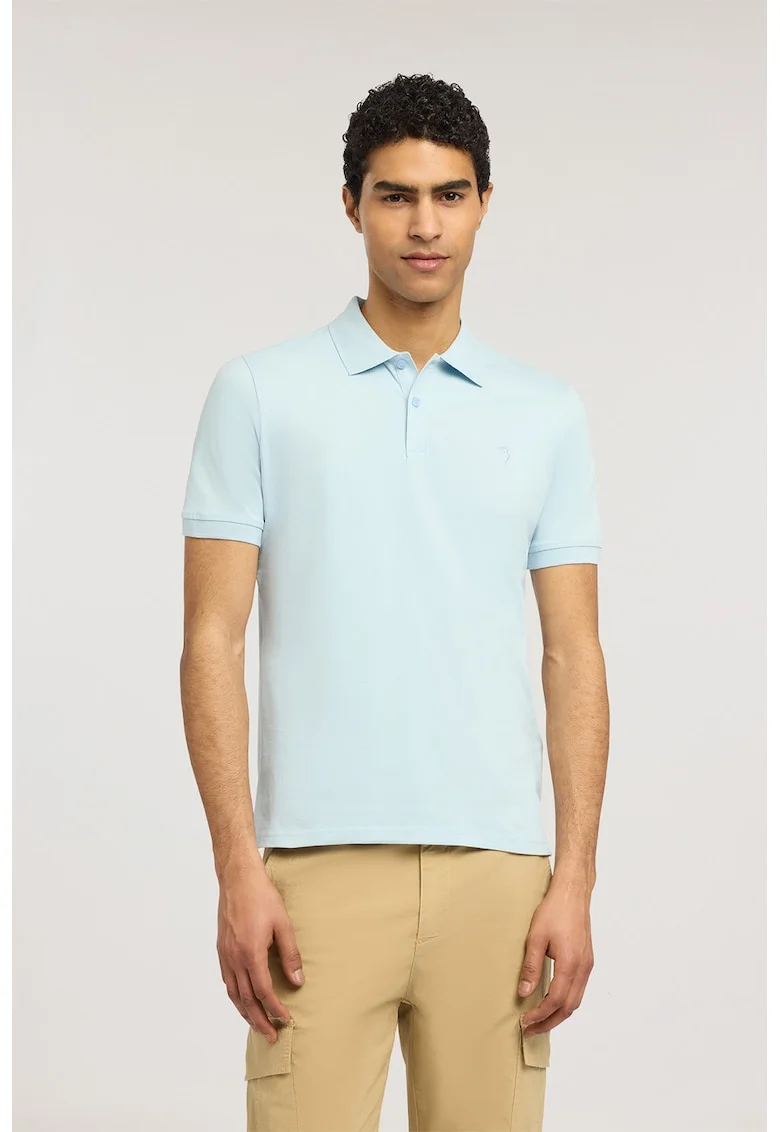 Tricou polo din amestec de bumbac, Albastru glaciar