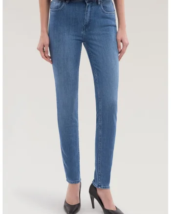 Blugi slim fit din amestec de bumbac, Albastru deschis