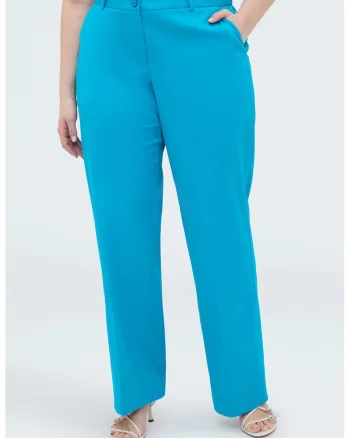 Pantaloni drepti cu pensa, Albastru deschis