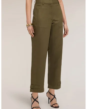 Pantaloni crop conici, Kaki inchis