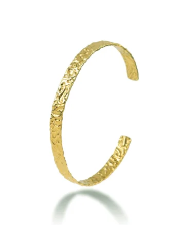 Bratara rotunda placata cu aur de 18K si aspect texturat, Auriu