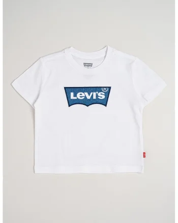 Tricou cu decolteu la baza gatului si logo, Alb/Albastru