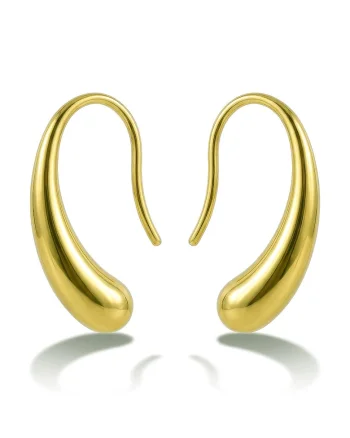 Cercei placati cu aur de 18K, cu design lacrima, Auriu