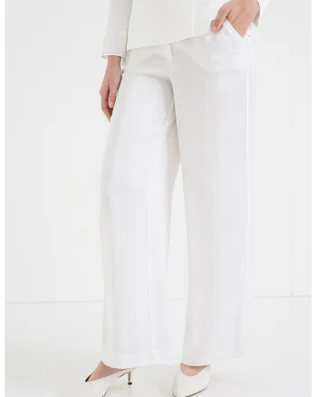 Pantaloni uni relaxed fit, Alb optic