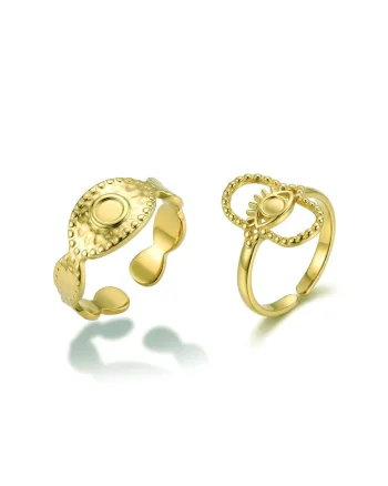 Set de 2 inele placate cu aur de 18K, Auriu