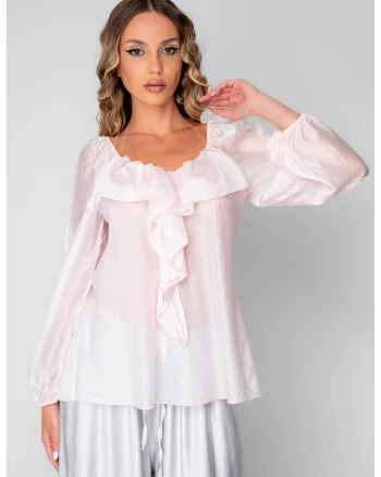 Bluza femei cu volane 20774, Roz