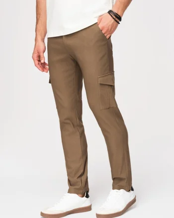 Pantaloni Cargo Barbati, Croiala Regular, Material Elastdwqfwqic, Inchis, Verde masliniu