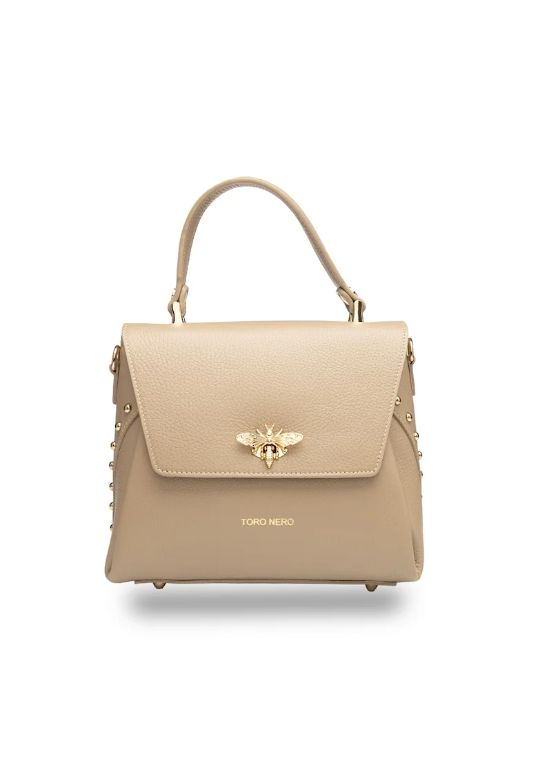 Geanta dama din piele naturala taupe deschis Olivia