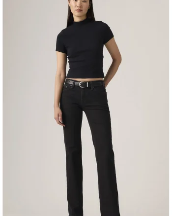 Blugi bootcut cu talie joasa, Negru