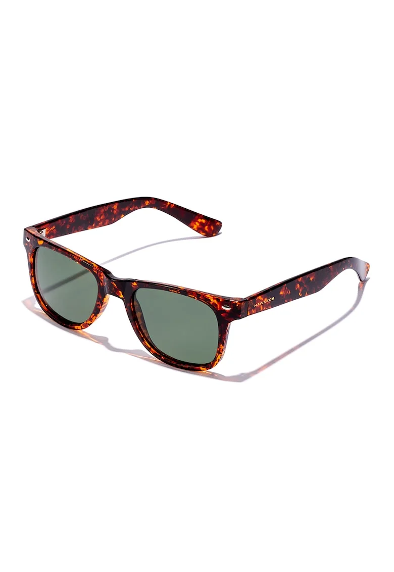 Ochelari de soare patrati unisex polarizati, Negru/Portocaliu