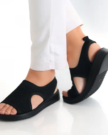 Sandale dama fara toc Negre din Textil Ortena