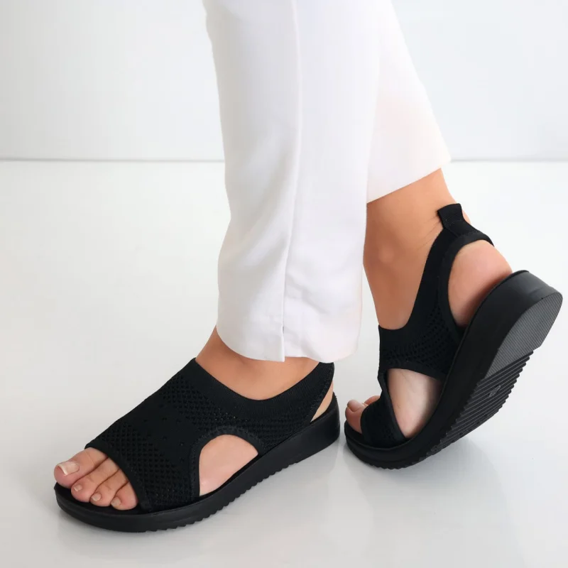 Sandale dama fara toc Negre din Textil Ailana