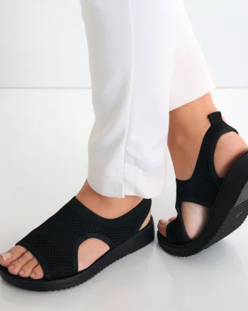 Sandale dama fara toc Negre din Textil Ailana