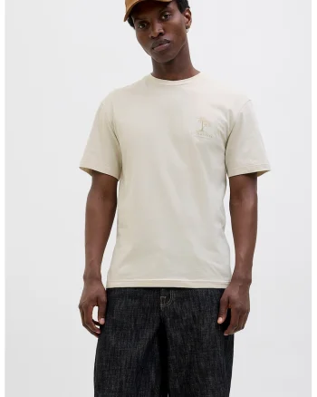 Tricou din bumbac cu imprimeu pe partea din spate, Bej deschis