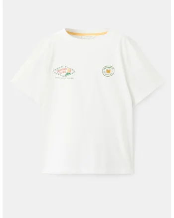 Tricou din bumbac cu imprimeu pe piept, Alb