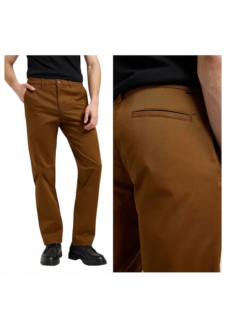 Pantaloni Barbati,  Regular Chino, Regular Fit, Talie Medie, Fermoar, 4 Buznuare, Lungi, Bumbac, Maro, Maro nisip