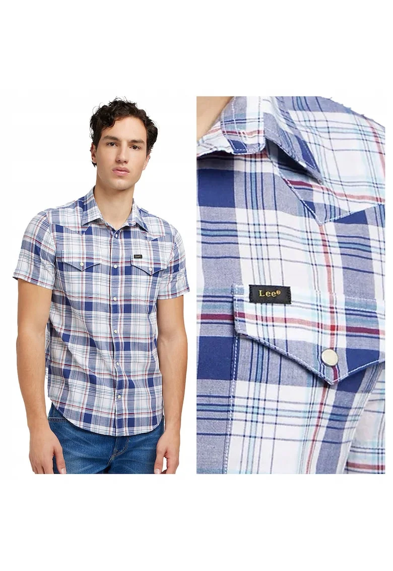 Camasa Barbati,  SS Western Shirt, Regular Fit, Maneci Scurti, Cu Nasturidwqf, Design Clasic, Bumbac, M, Multicolor, Multicolor