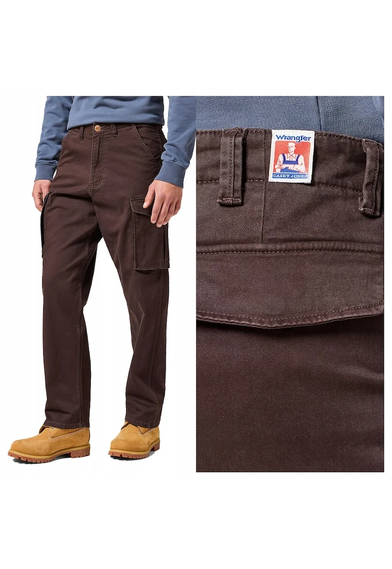 Pantaloni Barbati,  Casey Jones Cargo, Lungi, Straight Fit, Talie Medie, 5 Buzunare, Fermoar, Bumbac, Maro nisip