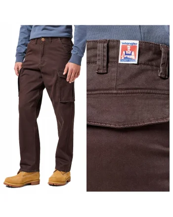 Pantaloni Barbati,  Casey Jones Cargo, Lungi, Straight Fit, Talie Medie, 5 Buzunare, Fermoar, Bumbac, Maro nisip