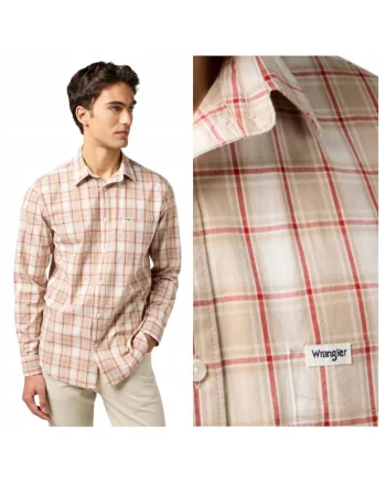Camasa Barbati,  1 Pkt Shirt, Regular Fit, Cu Cu Nasturi, Design Cladwqfsic, Maneci Lungi, Bumbac, Bej
