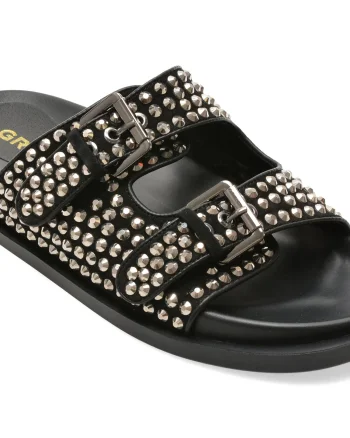 Papuci GRYXX negri, H085, din piele intoarsa