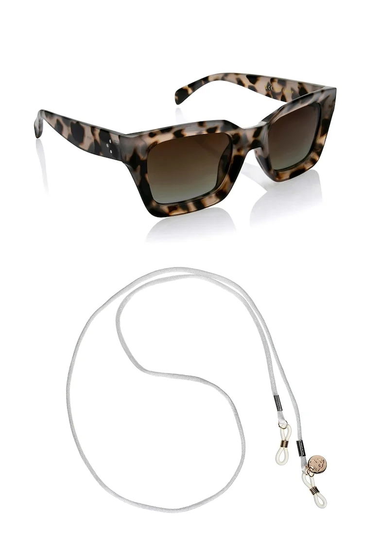 Ochelari de soare unisex dreptunghiulari Clare, Negru/Maro
