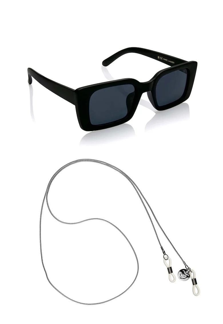 Ochelari de soare unisex dreptunghiulari Laguna, Negru
