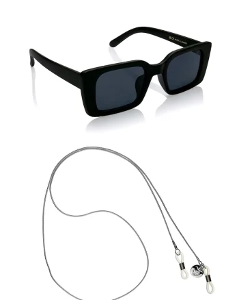 Ochelari de soare unisex dreptunghiulari Laguna, Negru
