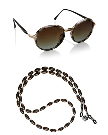 Ochelari de soare rotunzi unisex So Nice, Auriu/Negru/Maro