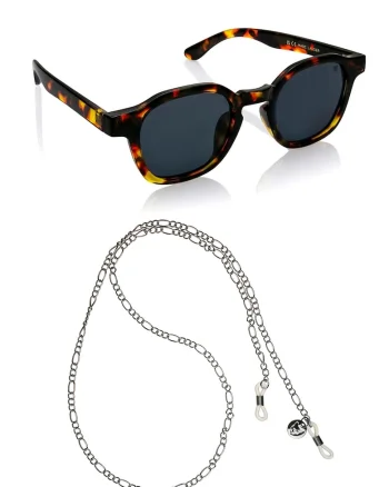 Ochelari de soare pantos unisex cu lant, Maro/Portocaliu