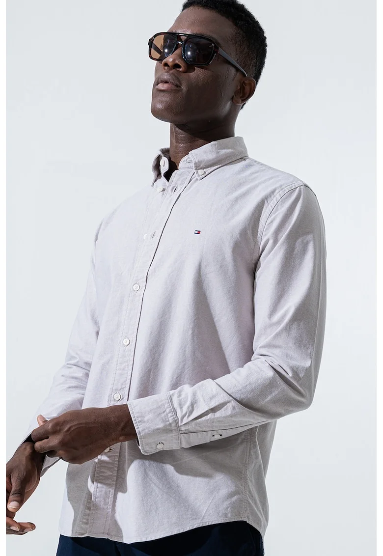 Camasa Oxford regular fit Heritage, Maro taupe deschis