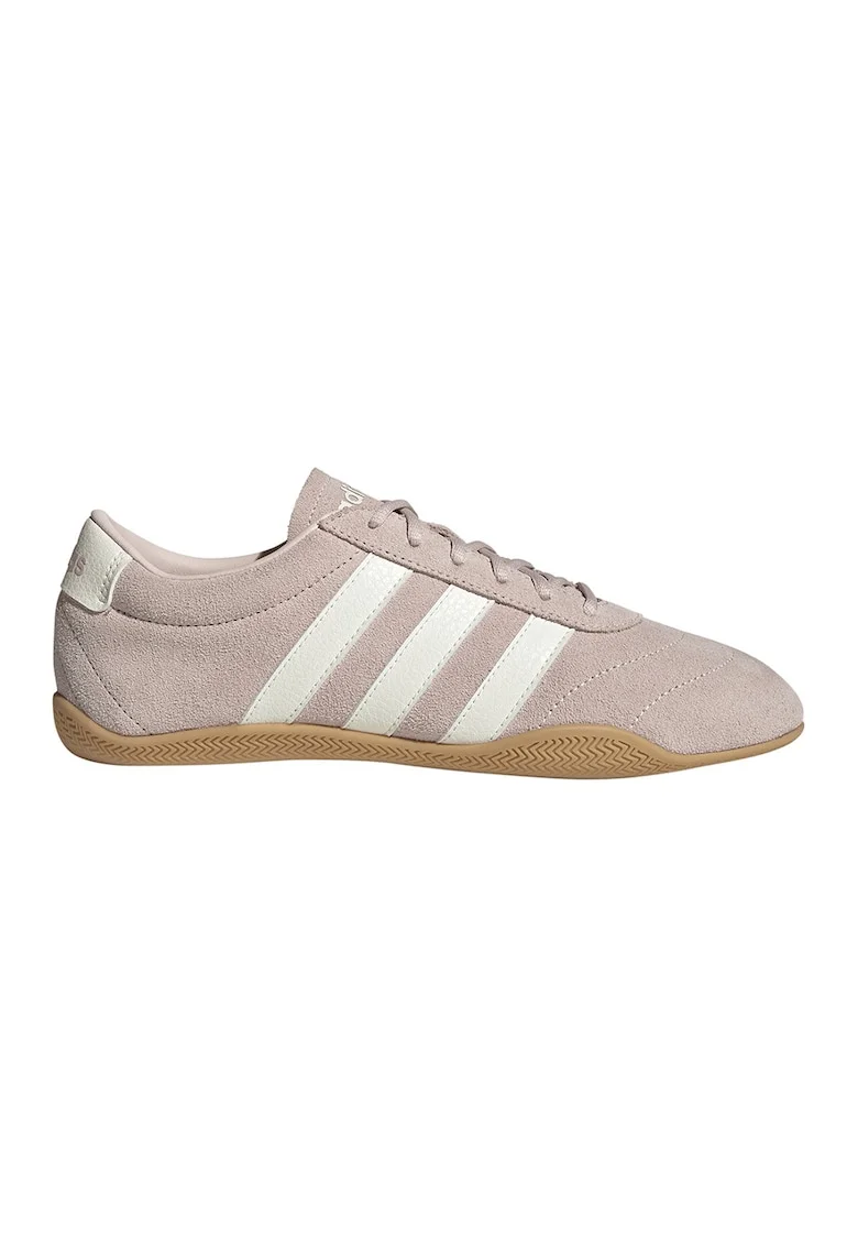 Pantofi sport Grand Court din piele intoarsa si piele, Alb/Grej