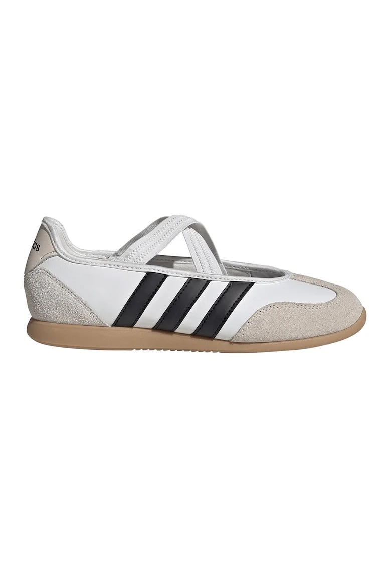 Pantofi sport Barreda Mary Jane de piele, Negru stins/Maro taupe deschis/Alb optic