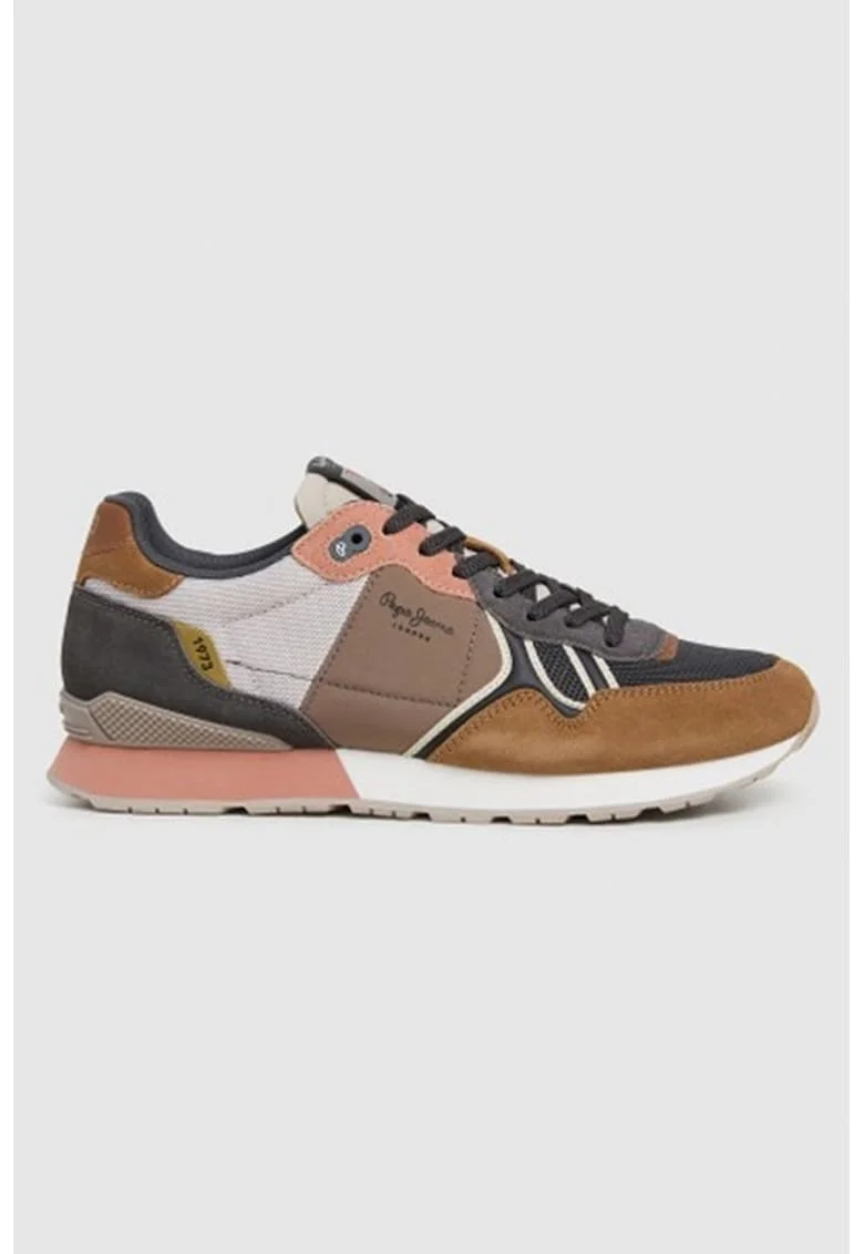 Pantofi sport de piele intoarsa cu garnituri din material sintetic, Gri deschis/Maro scortisoara/Roz prafuit/Maro pamantiu