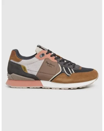 Pantofi sport de piele intoarsa cu garnituri din material sintetic, Gri deschis/Maro scortisoara/Roz prafuit/Maro pamantiu