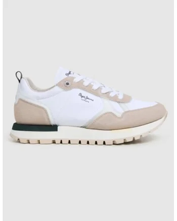 Pantofi sport low-cut uni cu garnituri de piele intoarsa, Maro taupe deschis/Alb optic